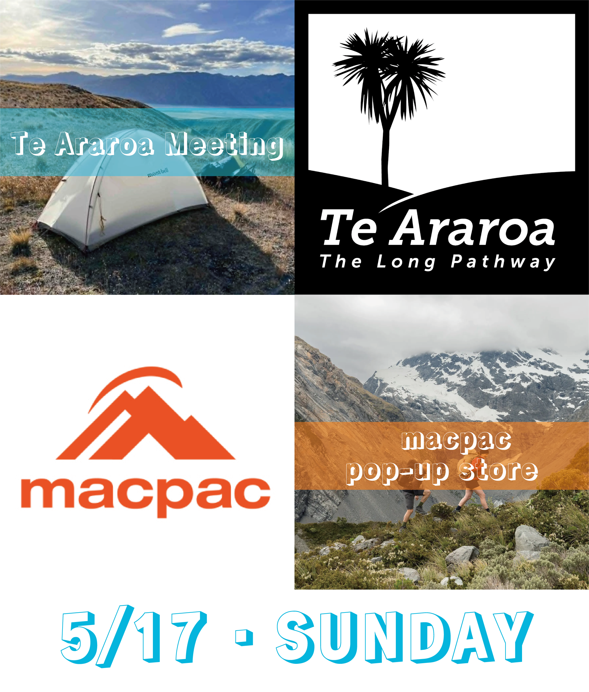 Te Araroa 相談会 & macpacポップアップ<br/> 5月17日開催